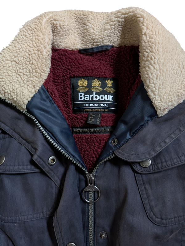 Barbour Ladies International Broadstone Jacket S/4 US Navy Fleece Lined Waterproof Cotton Blend