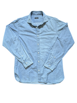 Zegna Shirt M (L Slim) Washed Light Blue Cotton Denim
