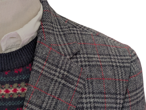 Boden Abraham Moon Blazer L/42R Blue-Grey Plaid Wool