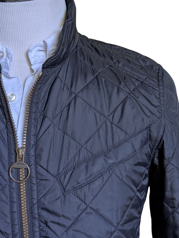 Barbour Motorcyle Jacket S Chichester Union Jack Black Padded Quilt Polyester