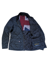 Barbour Motorcyle Jacket S Chichester Union Jack Black Padded Quilt Polyester