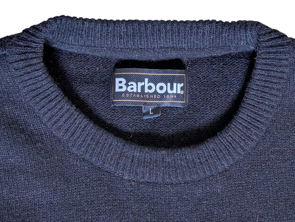 Barbour Sweater L Navy Blue Fair Isle Wool