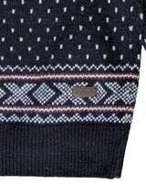 Barbour Sweater L Navy Blue Fair Isle Wool