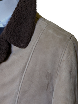 Vintage Morlands Leather Lambsuede Shearling DB Coat S/38 Beige