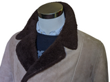 Vintage Morlands Leather Lambsuede Shearling DB Coat S/38 Beige