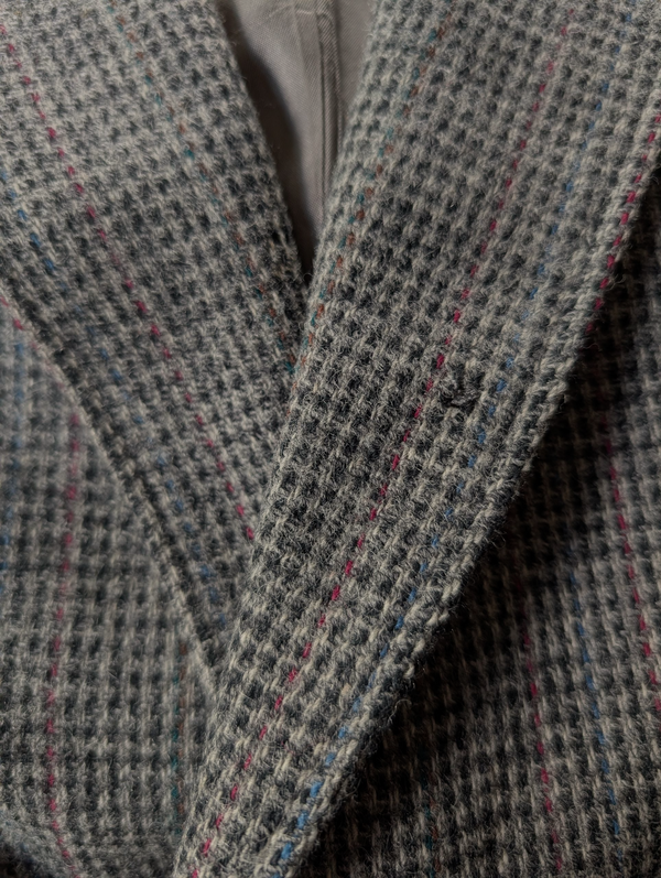 Vintage Sport Coat 42R Grey with Red/Blue 2-button Wool Tweed