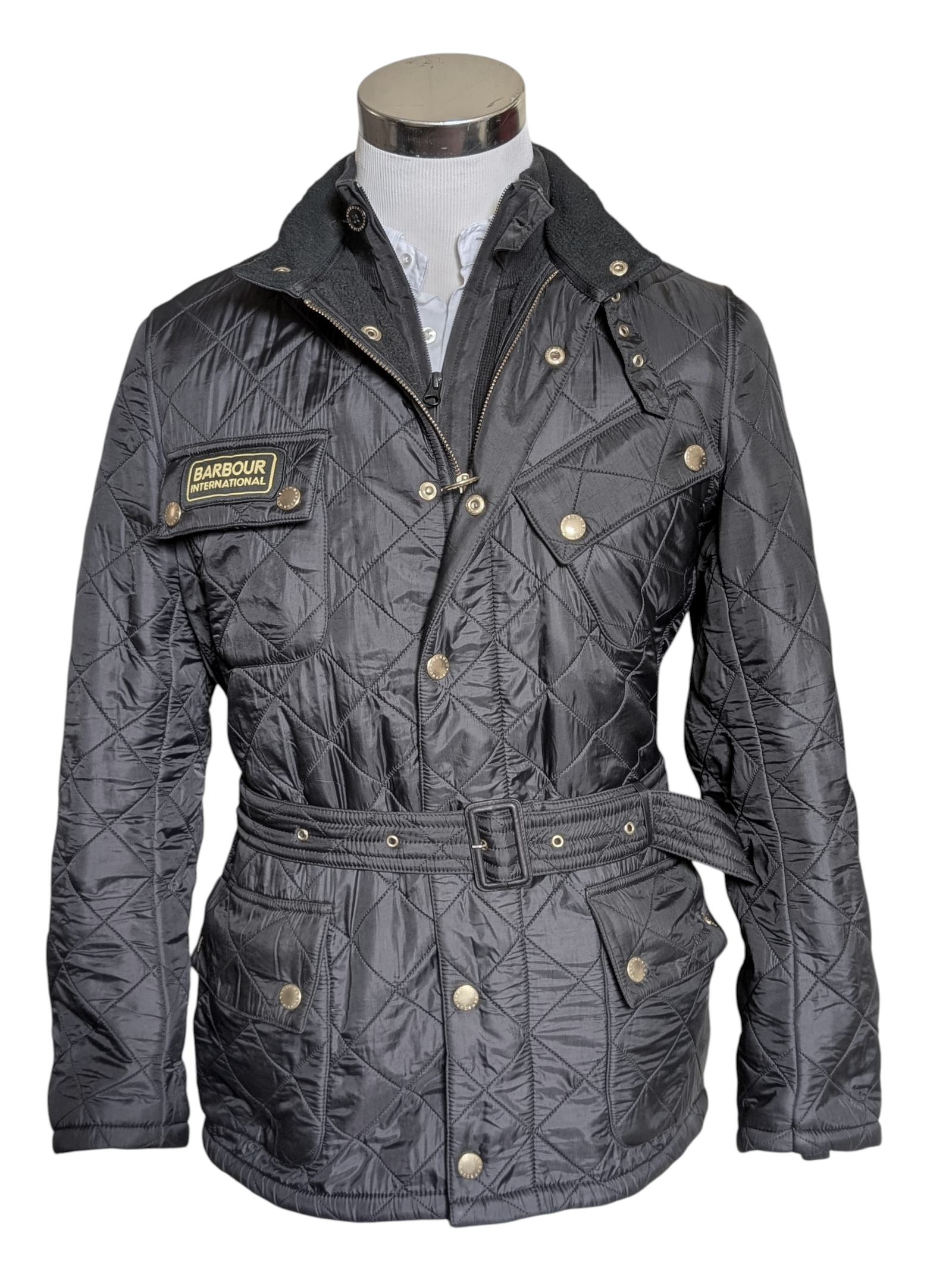 Barbour International Belted Jacket S Black Padded Polarquilt