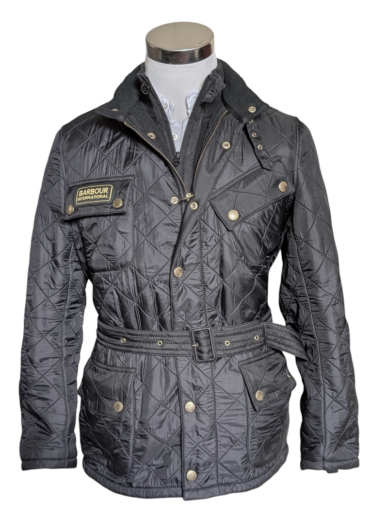 Barbour International Belted Jacket S Black Padded Polarquilt