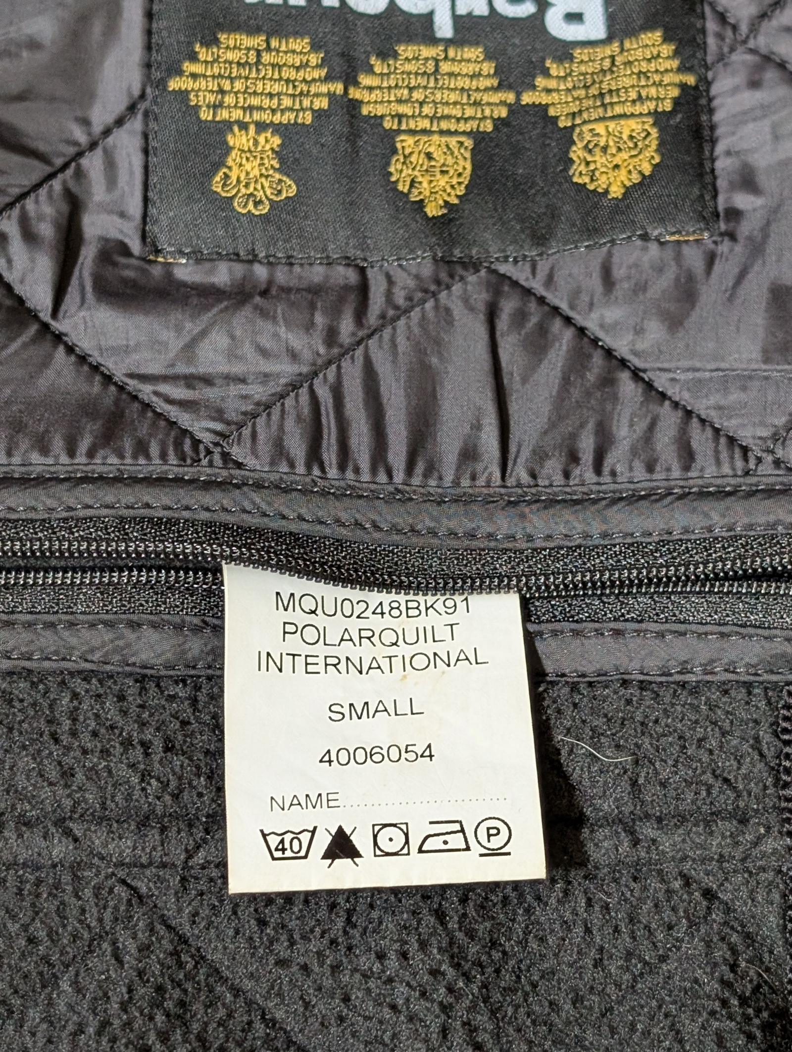 Barbour International Belted Jacket S Black Padded Polarquilt