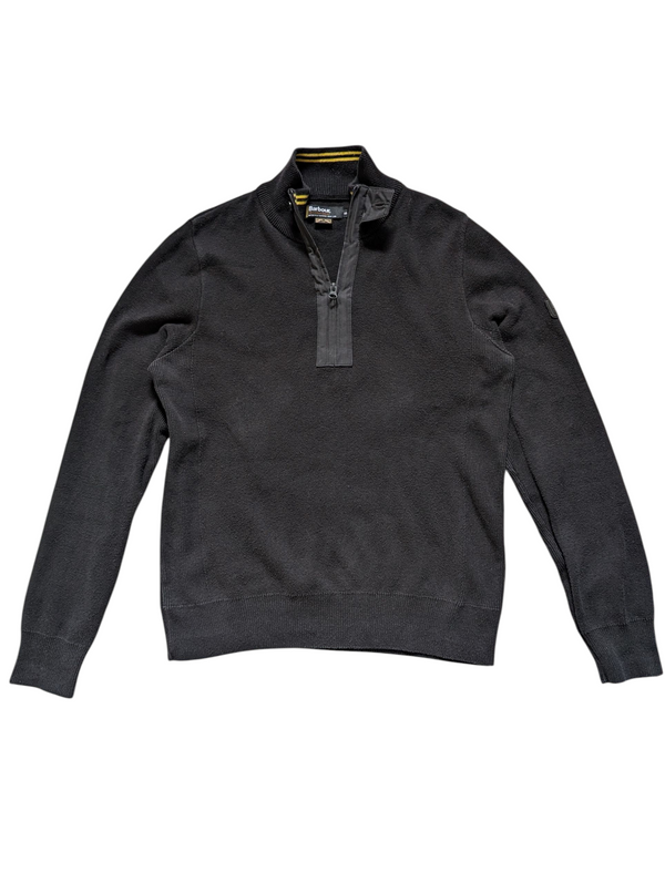 Barbour Sweater S Black International Half Zip Cotton James Bond