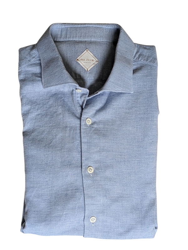 Pal Zileri Shirt XL Pale Blue Cotton Pique