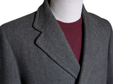 Vintage British Coat 42R Mid Charcoal Herringbone 3-button Heavy Wool