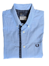 Drake's x Fred Perry Shirt M Blue Slim Fit Cotton