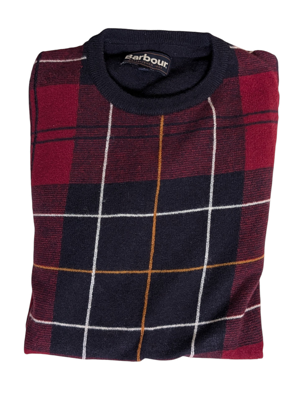 Barbour Sweater S Navy/Red Plaid Wool