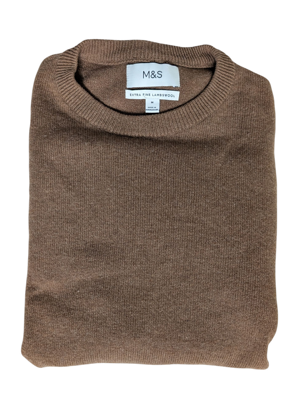 Marks & Spencer Sweater M Dark Camel Tan Lambswool