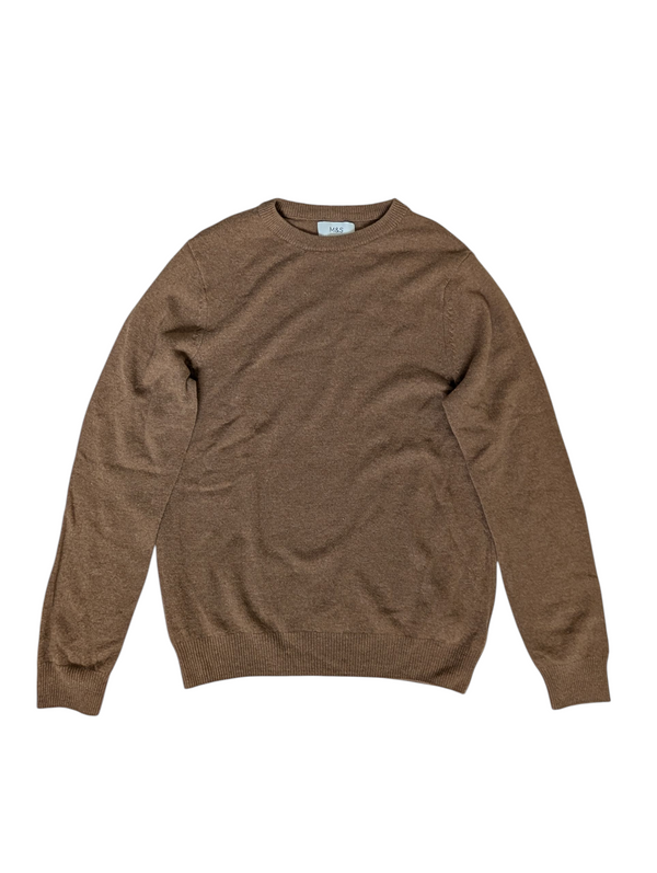 Marks & Spencer Sweater M Dark Camel Tan Lambswool