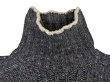 Gant Sweater L Marled Blue-Grey Turtleneck Wool/Cashmere