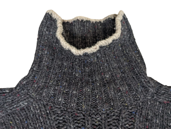 Gant Sweater L Marled Blue-Grey Turtleneck Wool/Cashmere