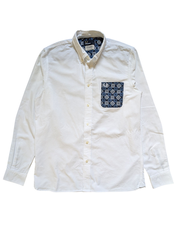 Drake's x Fred Perry Shirt M White Cotton Oxford