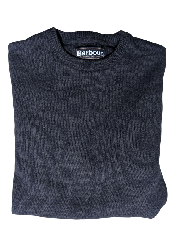 Barbour Sweater S Navy Plaid Elbows Cotton/Wool