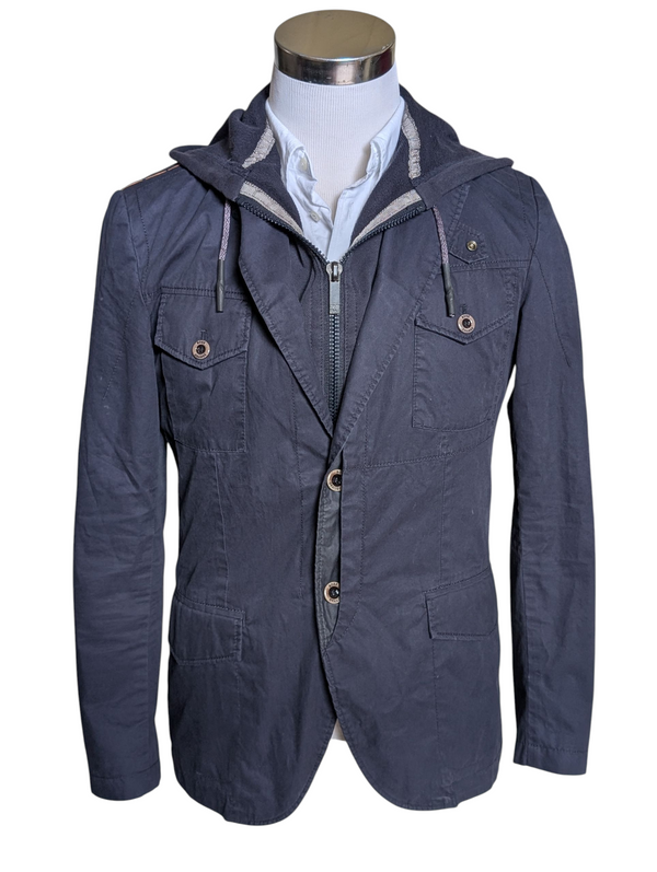 Boss Orange Hooded Jacket S Navy Blue Cotton