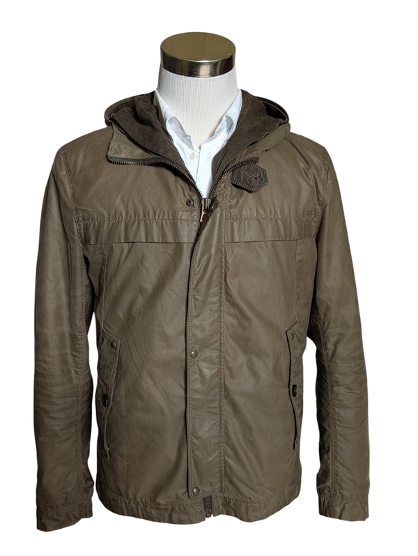 Boss Orange Hooded Thermore Jacket M Taupe Green Cotton Blend