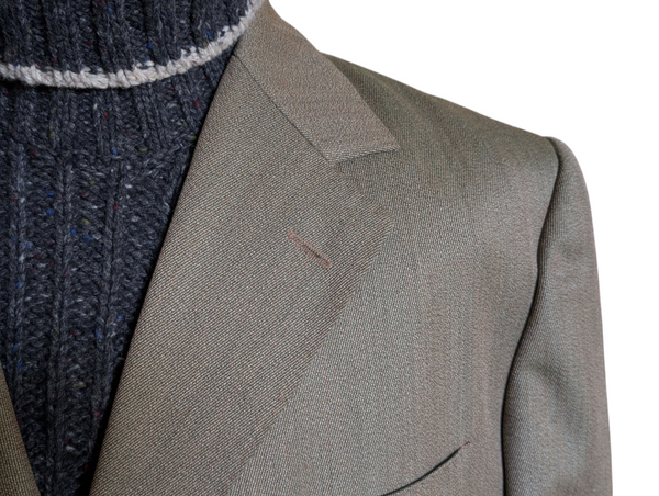 Chester Barrie Coat 48R Oatmeal Tan Covert Twill Wool