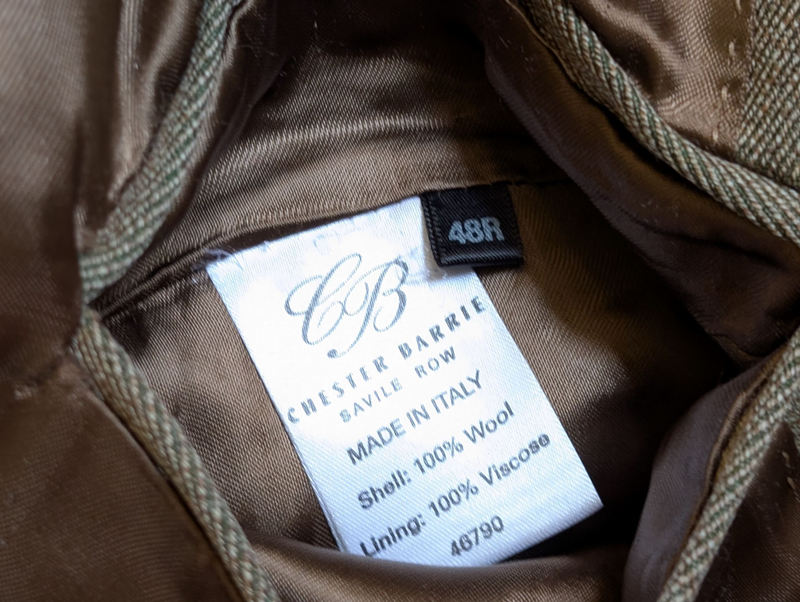 Chester Barrie Coat 48R Oatmeal Tan Covert Twill Wool