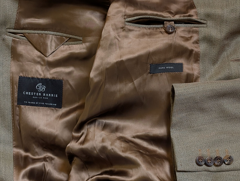 Chester Barrie Coat 48R Oatmeal Tan Covert Twill Wool