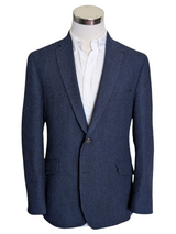 Marks & Spencer x Abraham Moon Sport Coat 42R Navy Herringbone 2-button Wool Tweed