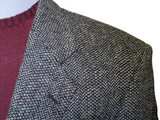 Vintage British Sport Coat 38R Grey Donegal Herringbone 2-button Wool Tweed