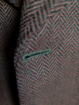 Crombie Coat 44R Brown Herringbone 3-button Wool Tweed Crombie