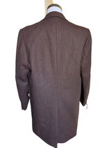 Crombie Coat 44R Brown Herringbone 3-button Wool Tweed Crombie