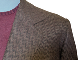 Crombie Coat 44R Brown Herringbone 3-button Wool Tweed Crombie