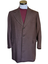 Crombie Coat 44R Brown Herringbone 3-button Wool Tweed Crombie