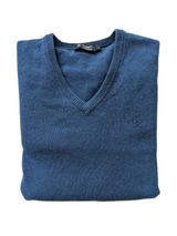 Hackett Sweater L Blue V-neck Lambswool