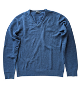 Hackett Sweater L Blue V-neck Lambswool