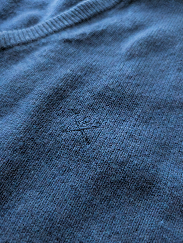 Hackett Sweater L Blue V-neck Lambswool