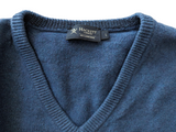 Hackett Sweater L Blue V-neck Lambswool