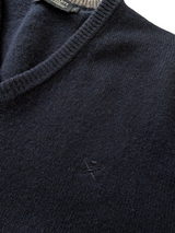 Hackett Sweater L Navy Blue V-neck Lambswool