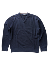 Hackett Sweater L Navy Blue V-neck Lambswool