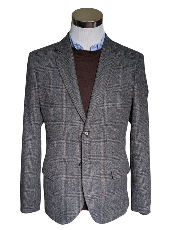 Jack Wills x Fox Bros. Blazer S/38R Grey Plaid Wool DMG