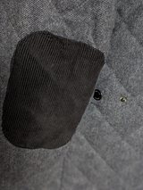 Abraham Moon Sterling Car Coat L Grey Herringbone Quilted Wool