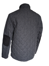 Abraham Moon Sterling Car Coat L Grey Herringbone Quilted Wool