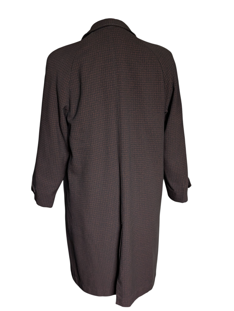 Vintage Dunn & Co. Raglan Coat M/40R Dark Brown Check 5-button Pure Wool