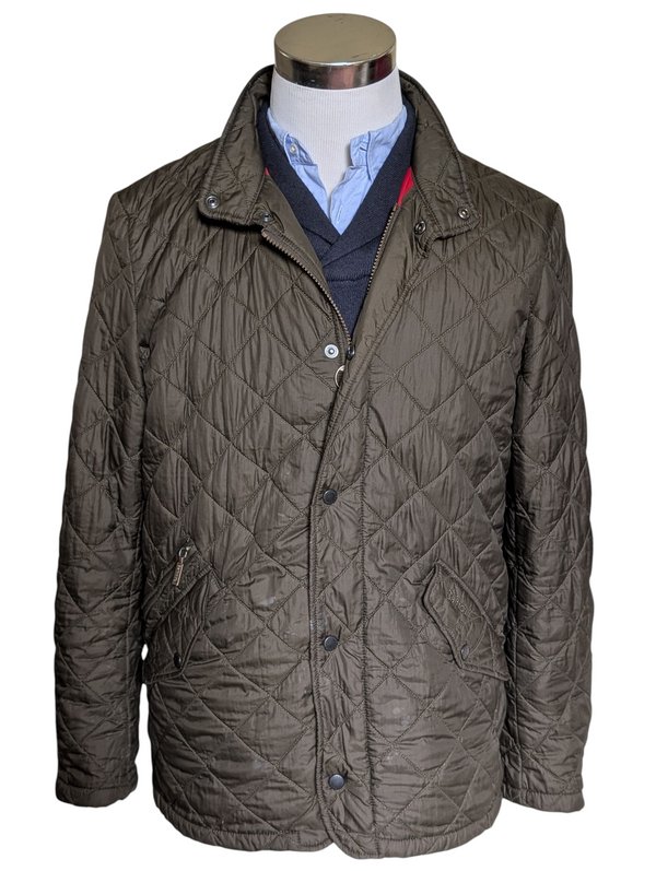 Barbour Jacket M/L Olive Green Chelsea Padded Quilt Polyester