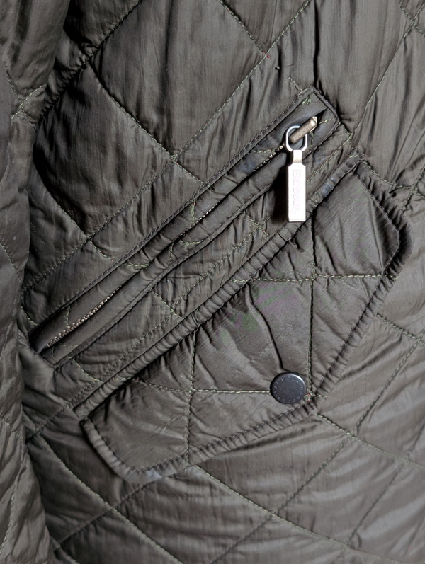 Barbour Jacket M/L Olive Green Chelsea Padded Quilt Polyester