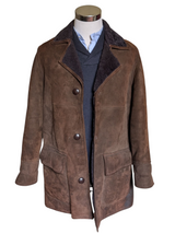 Vintage Barretts Leather Lambsuede Shearling Coat M/40 Dark Brown