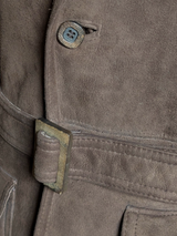 Vintage Baily's Leather Lambsuede Shearling Belted Coat S/38 Brown