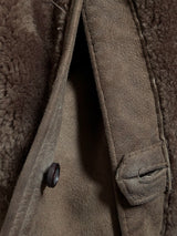 Vintage Baily's Leather Lambsuede Shearling Belted Coat S/38 Brown